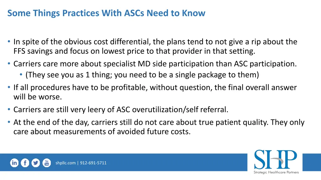 some things practices with ascs need to know