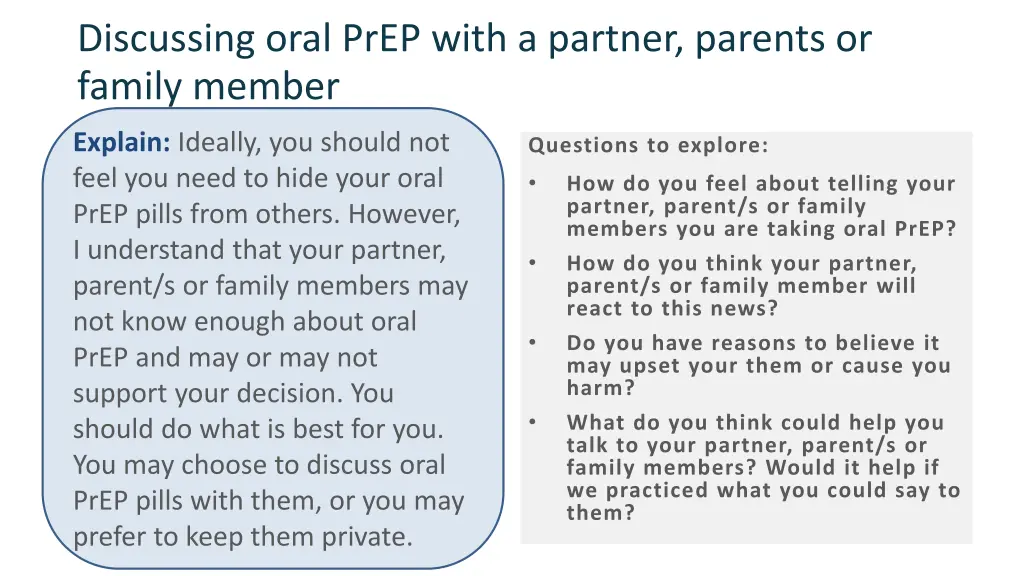 discussing oral prep with a partner parents