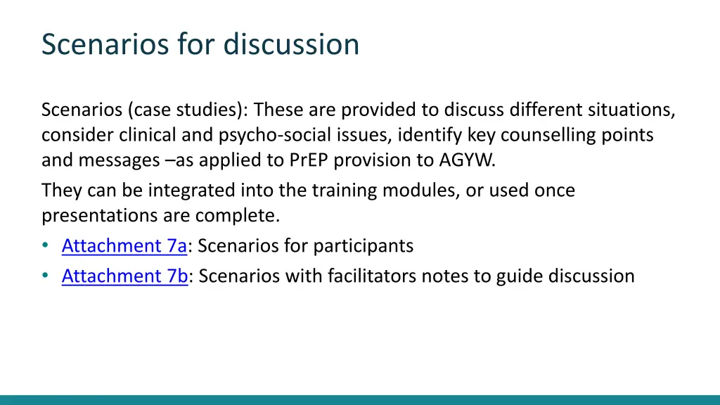 scenarios for discussion