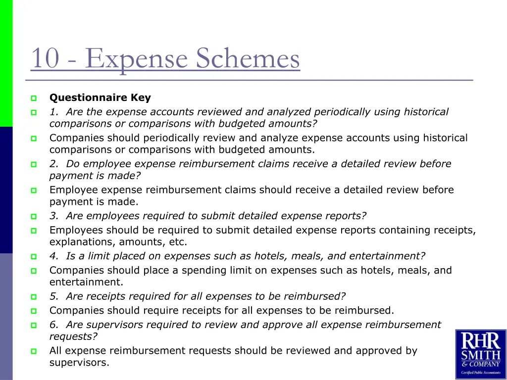 10 expense schemes