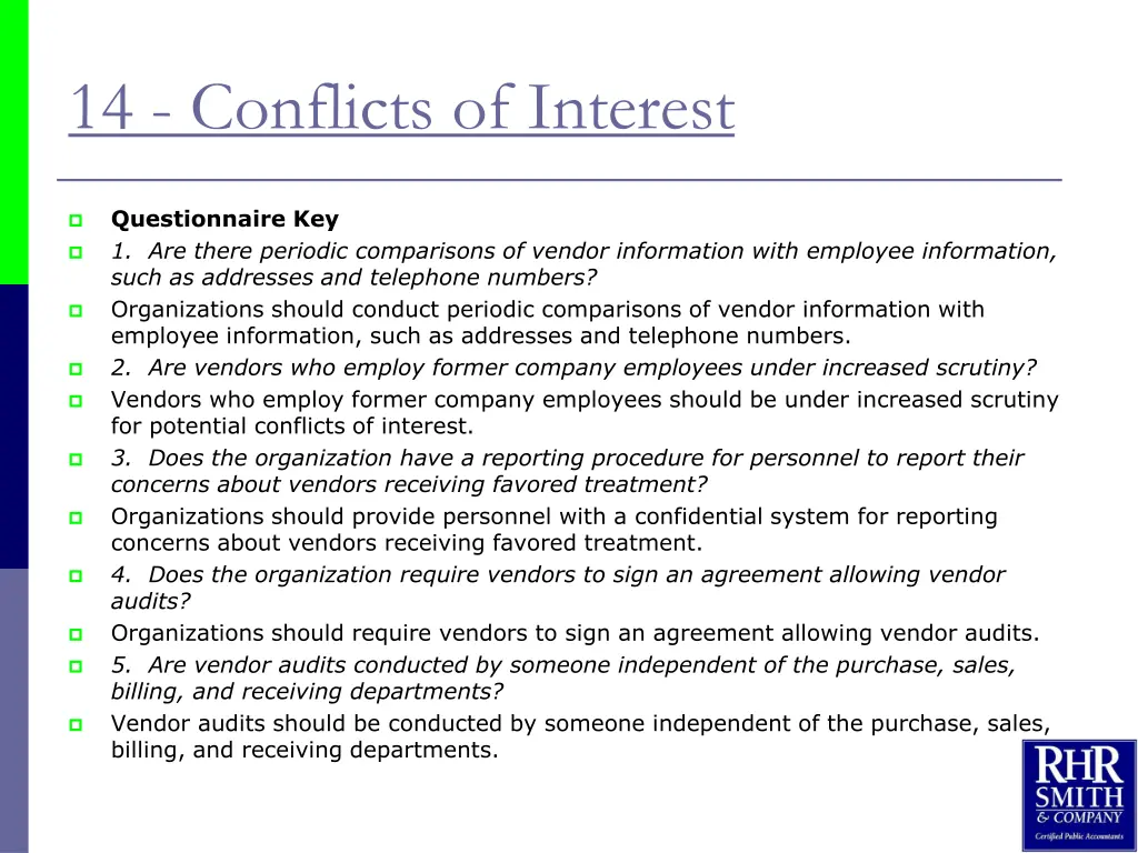 14 conflicts of interest