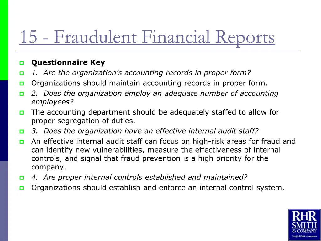 15 fraudulent financial reports