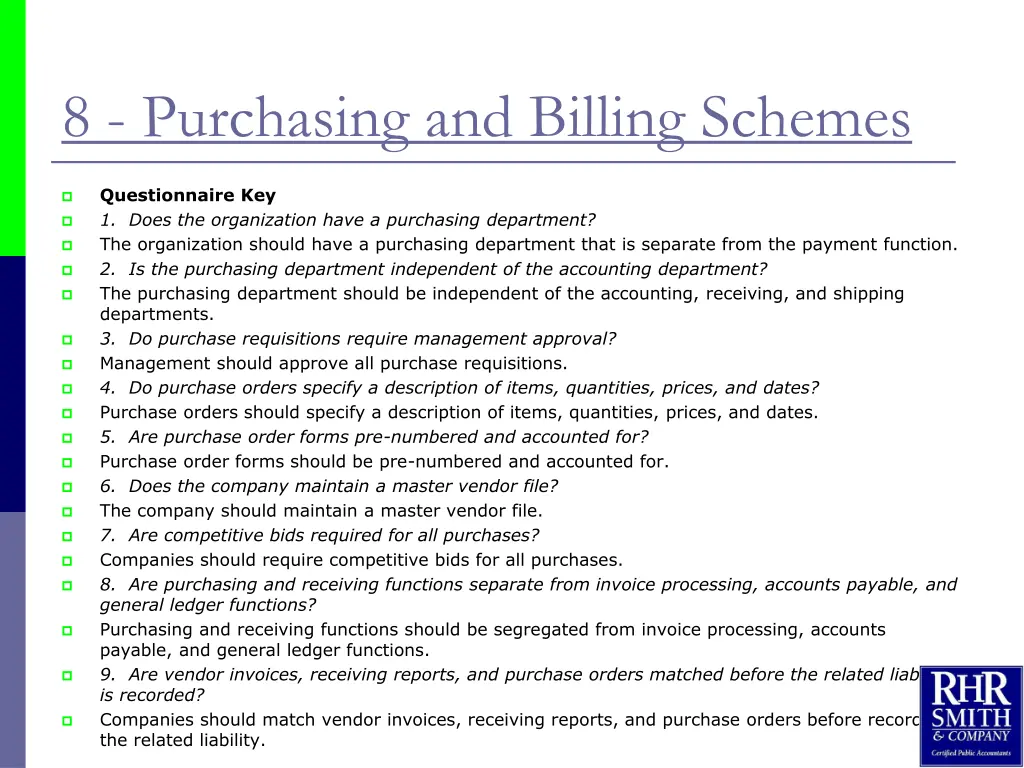 8 purchasing and billing schemes