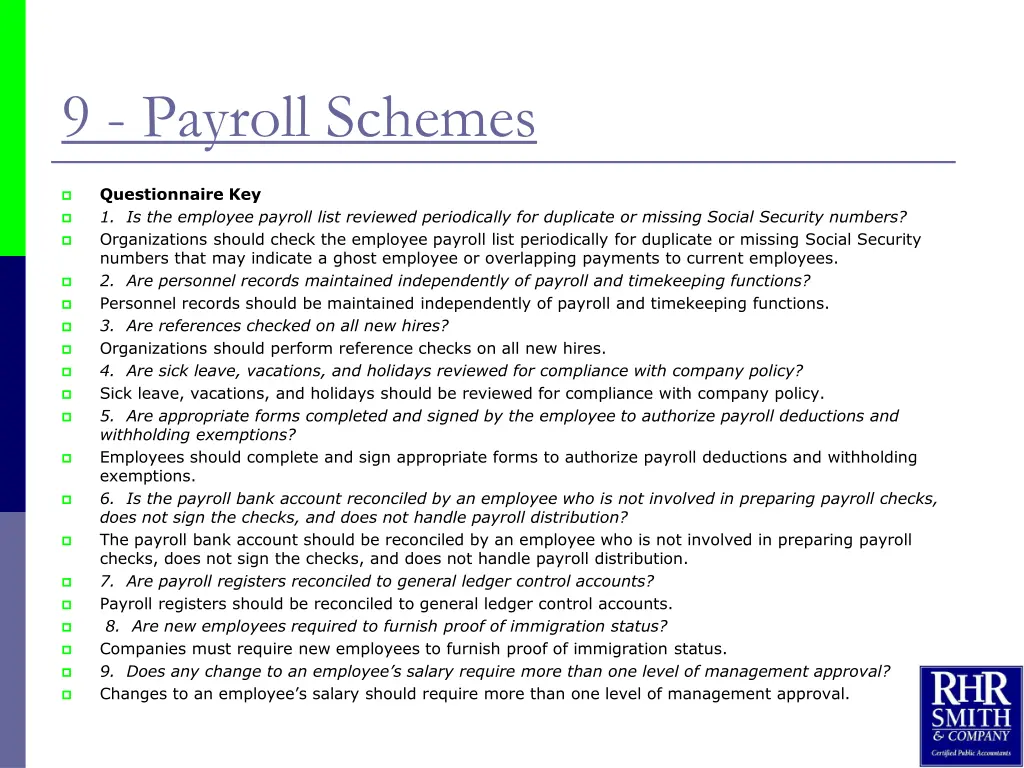 9 payroll schemes