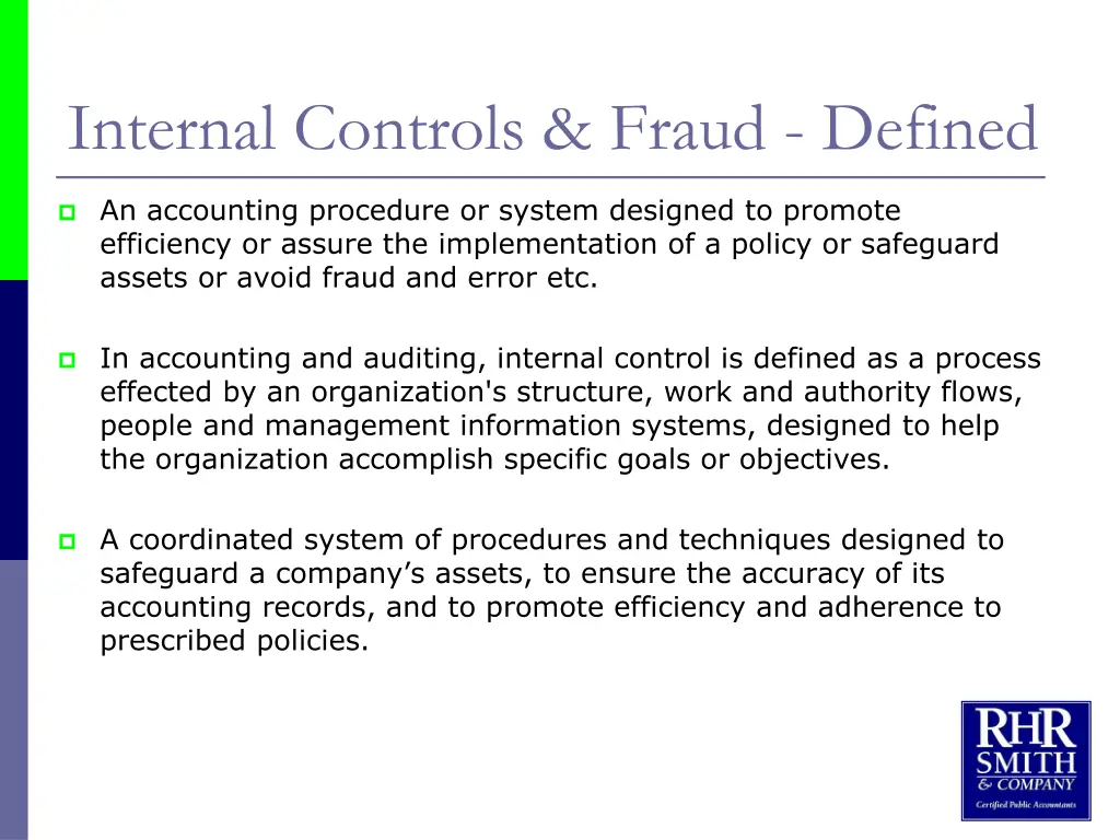 internal controls fraud defined