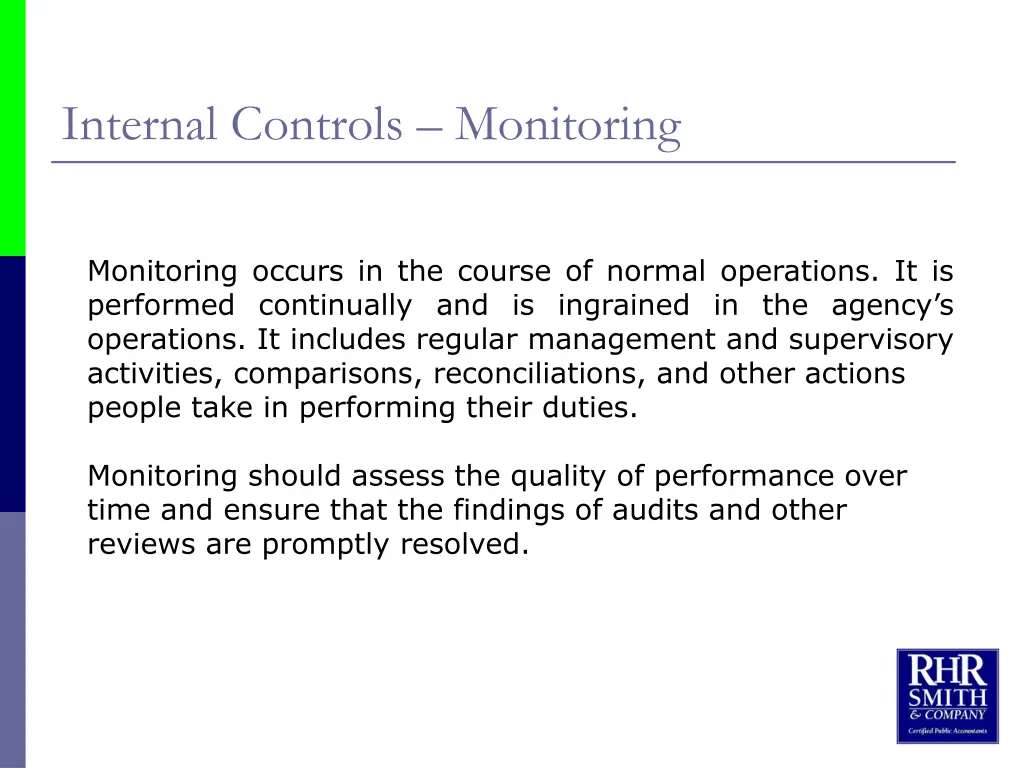 internal controls monitoring