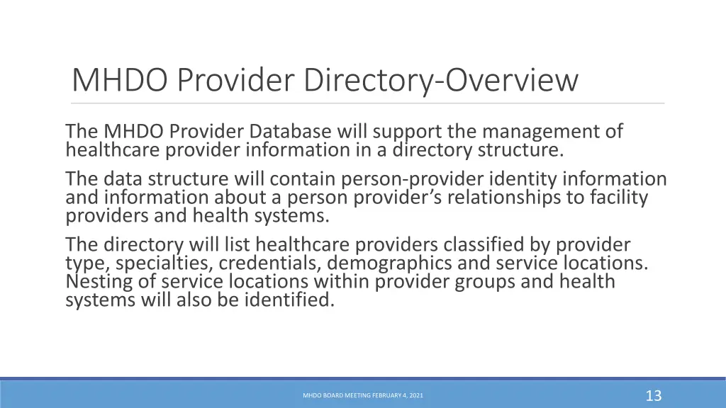 mhdo provider directory overview