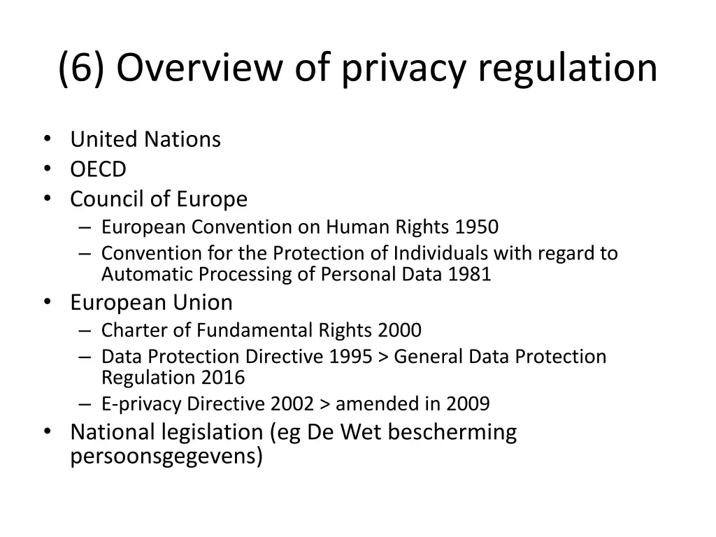 6 overview of privacy regulation