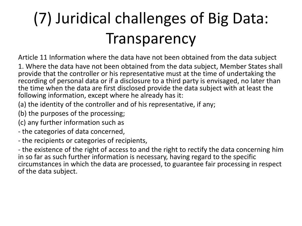 7 juridical challenges of big data transparency