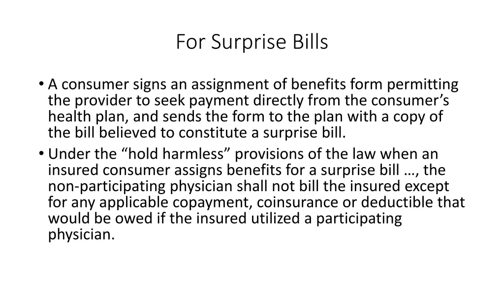 for surprise bills