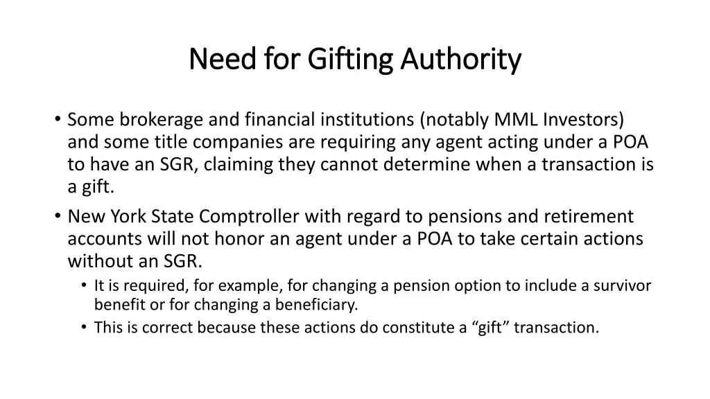 need for gifting authority need for gifting