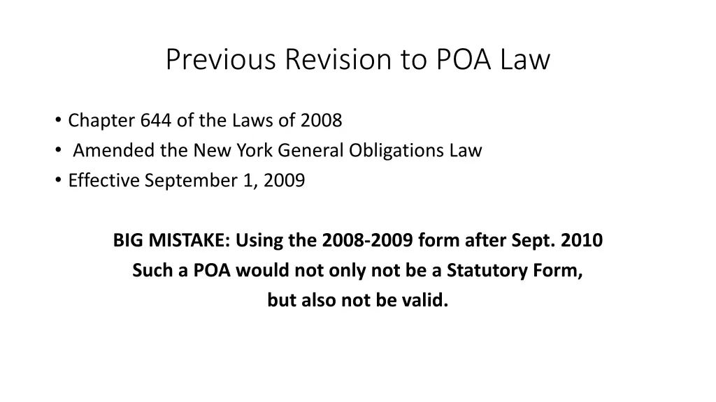 previous revision to poa law