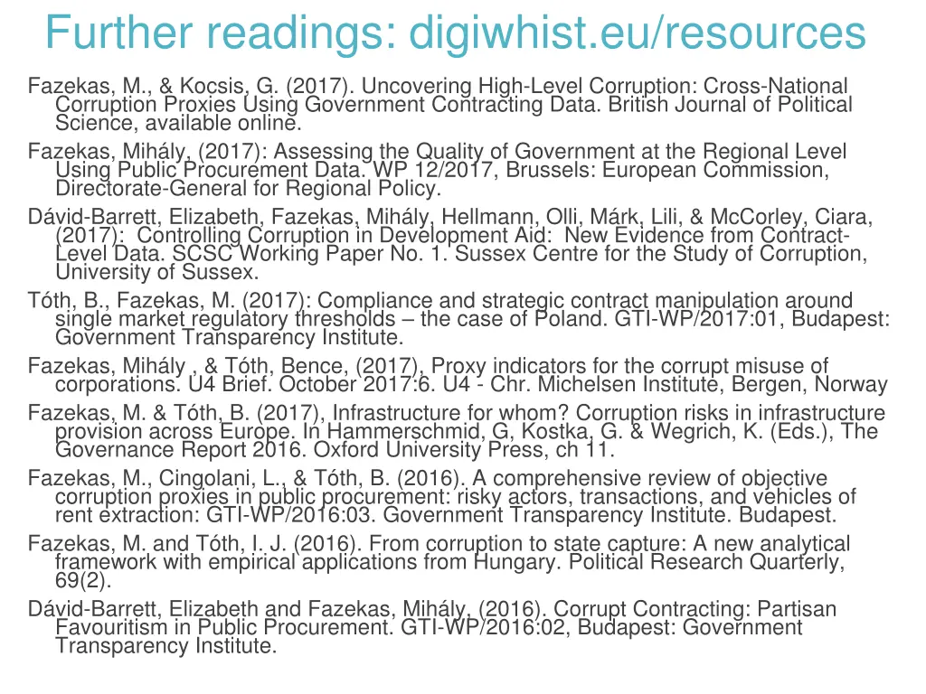 further readings digiwhist eu resources