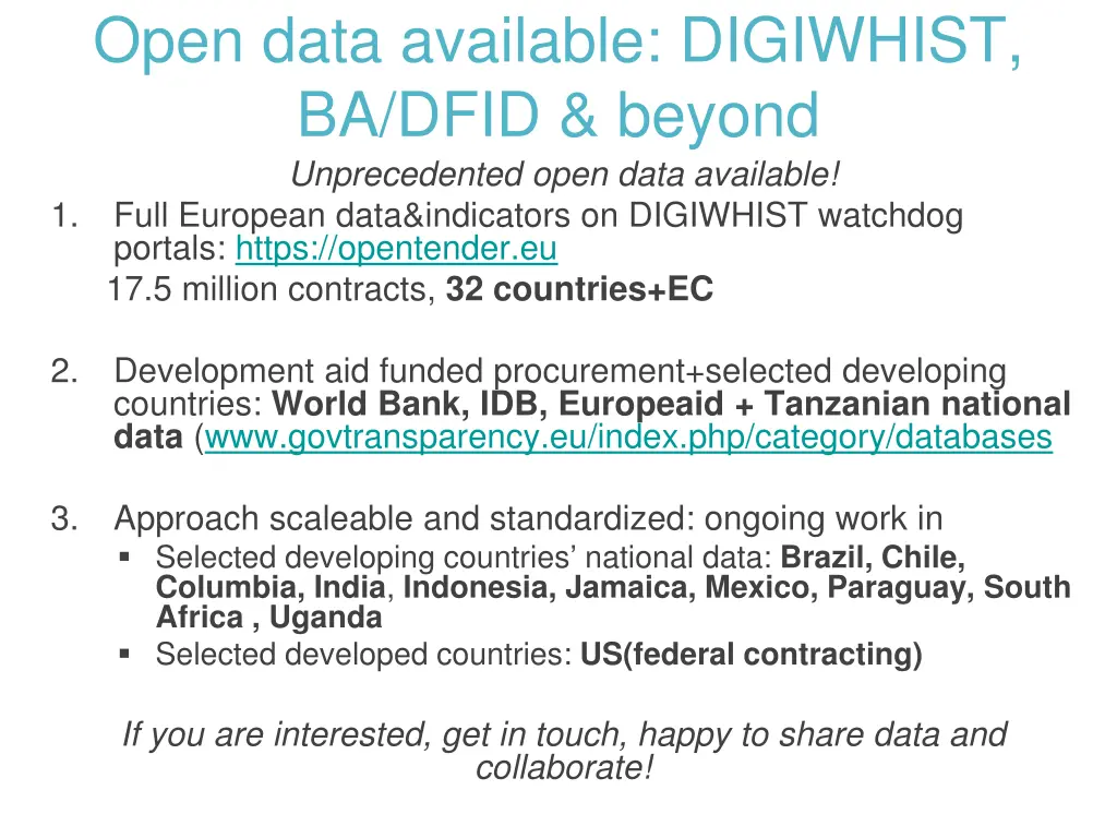 open data available digiwhist ba dfid beyond