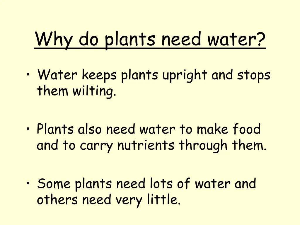 why do plants need water