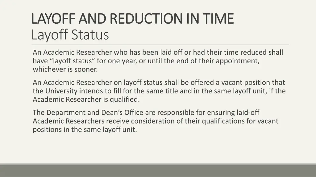 layoff and reduction in time layoff and reduction 1