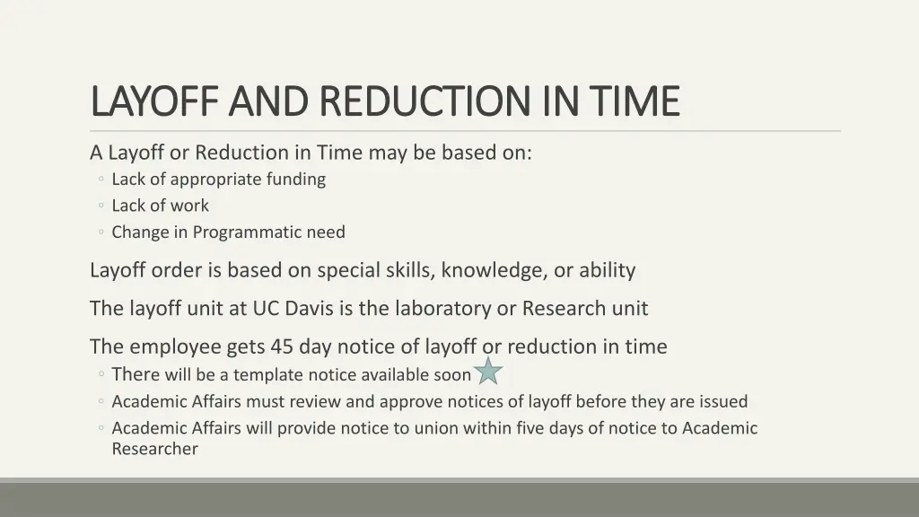 layoff and reduction in time layoff and reduction