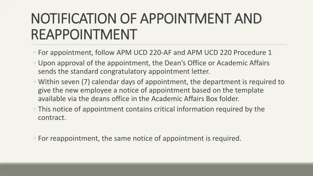 notification of appointment and notification