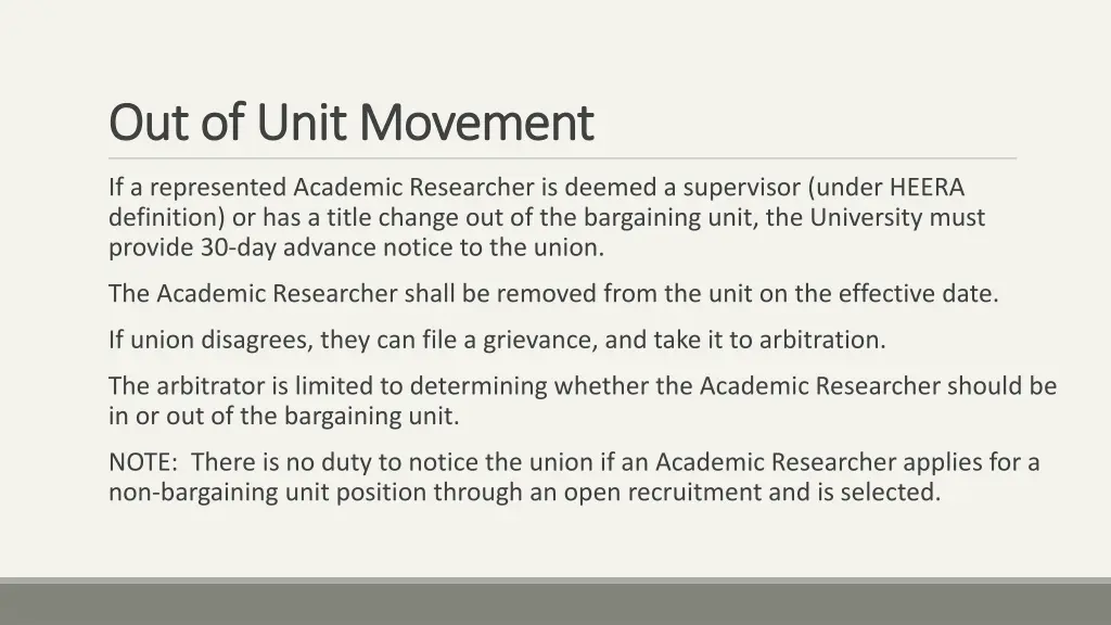 out of unit movement out of unit movement