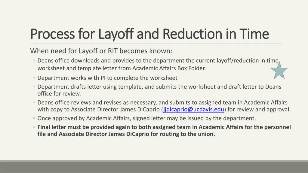 process for layoff and reduction in time process