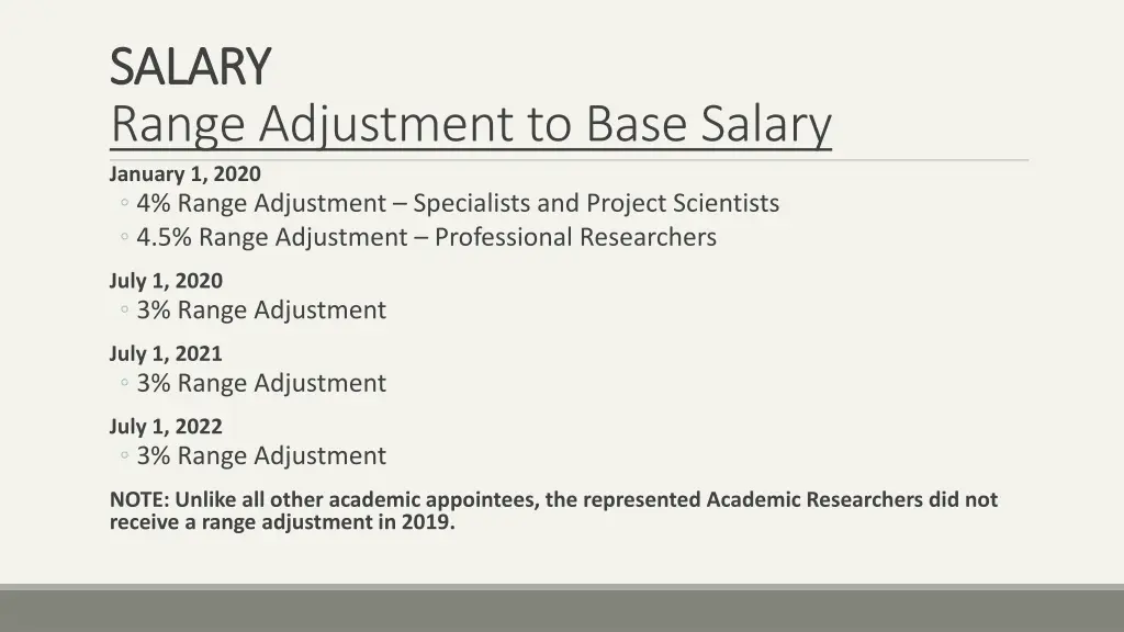 salary salary range adjustment to base salary