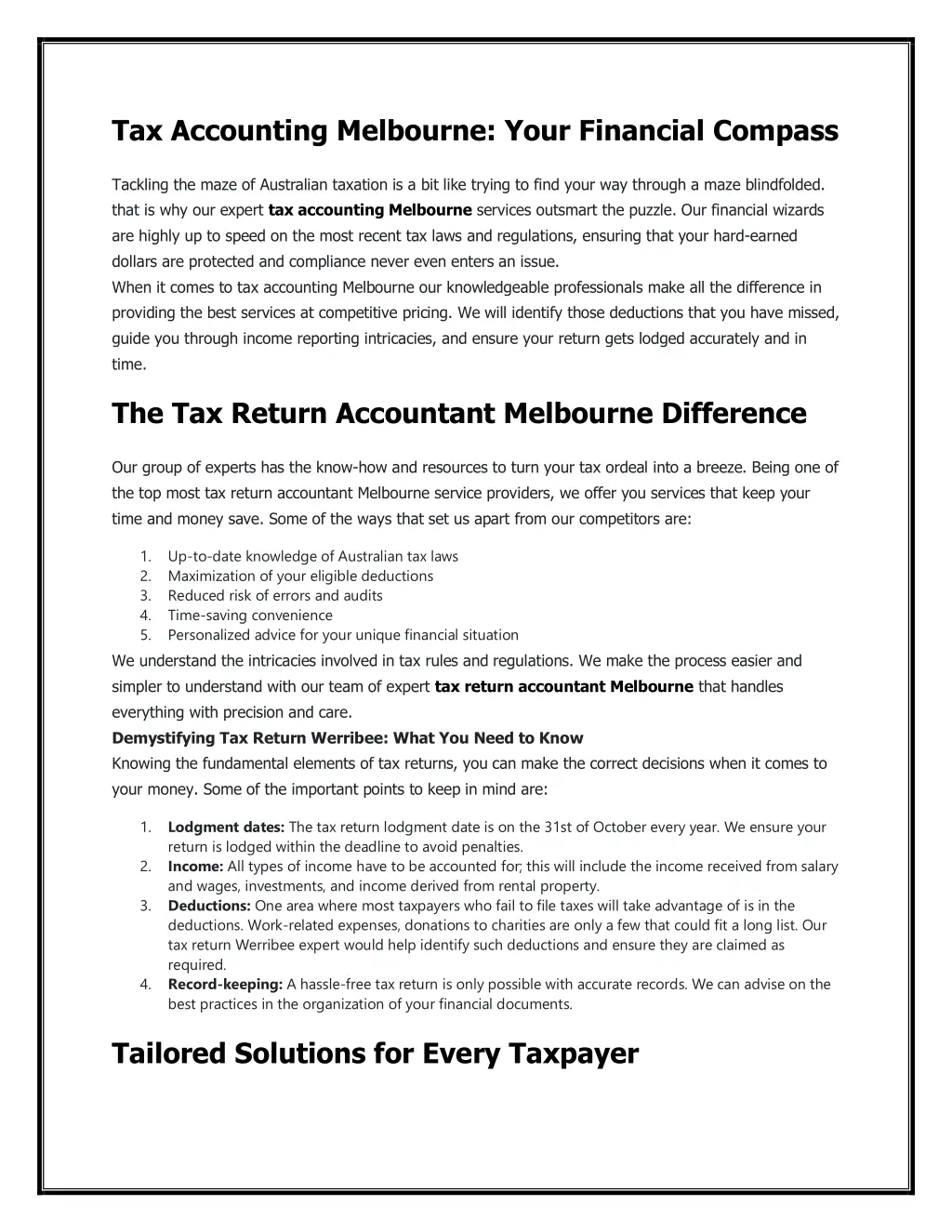 tax accounting melbourne your financial compass