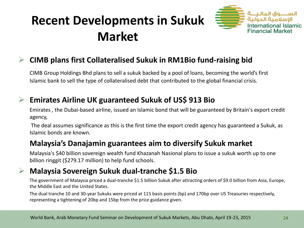 recent developments in sukuk market