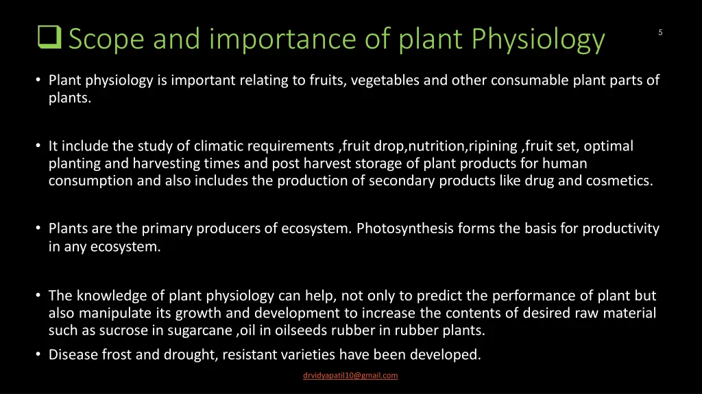 scope and importance of plant physiology