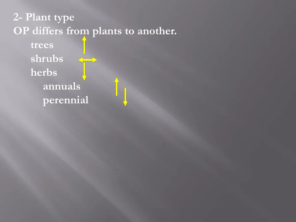 2 plant type op differs from plants to another