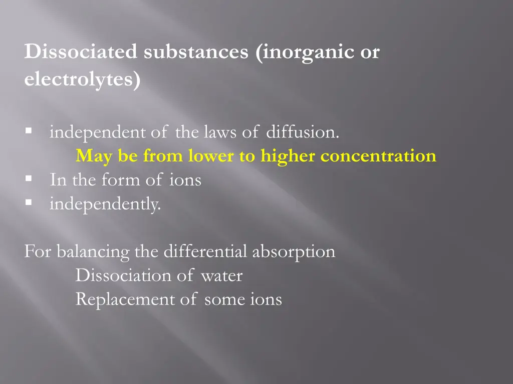 dissociated substances inorganic or electrolytes