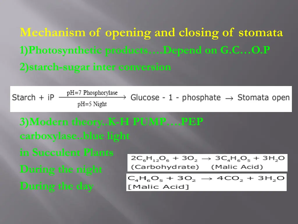 mechanism of opening and closing of stomata