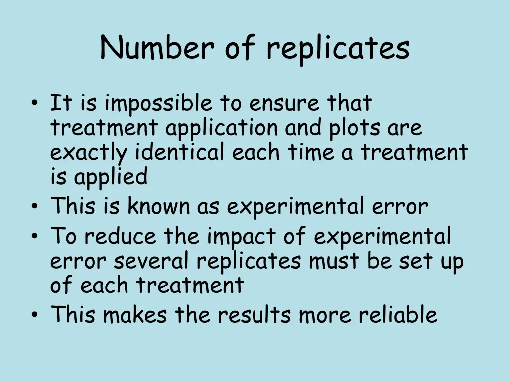 number of replicates