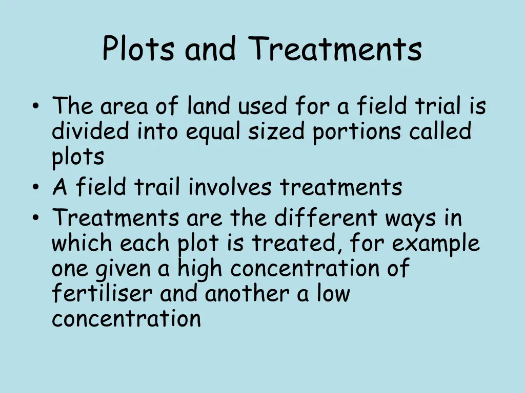 plots and treatments