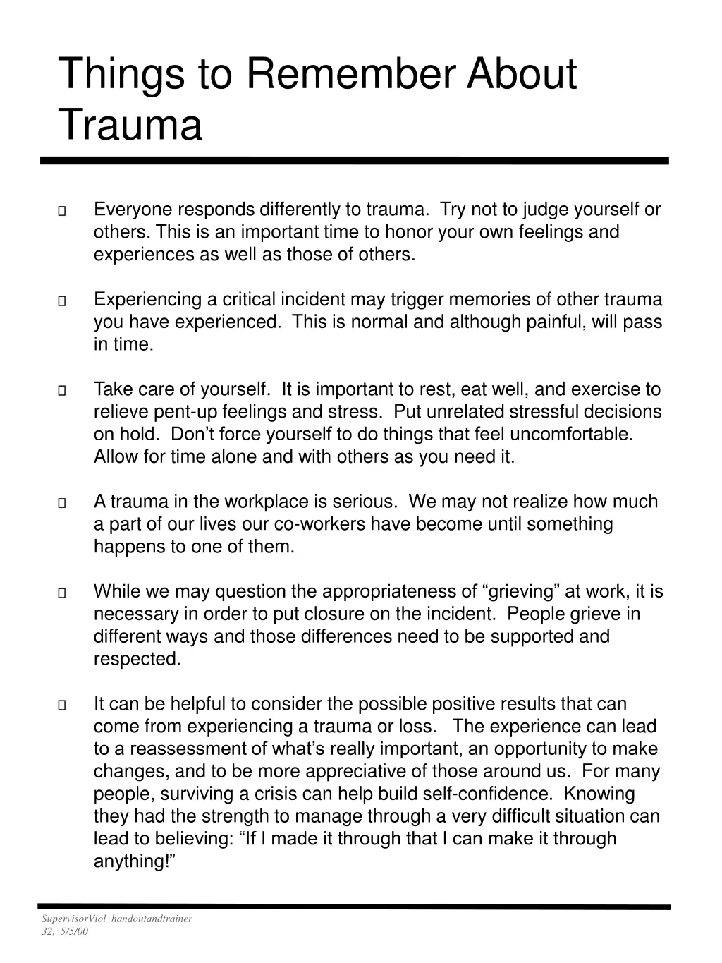 things to remember about trauma