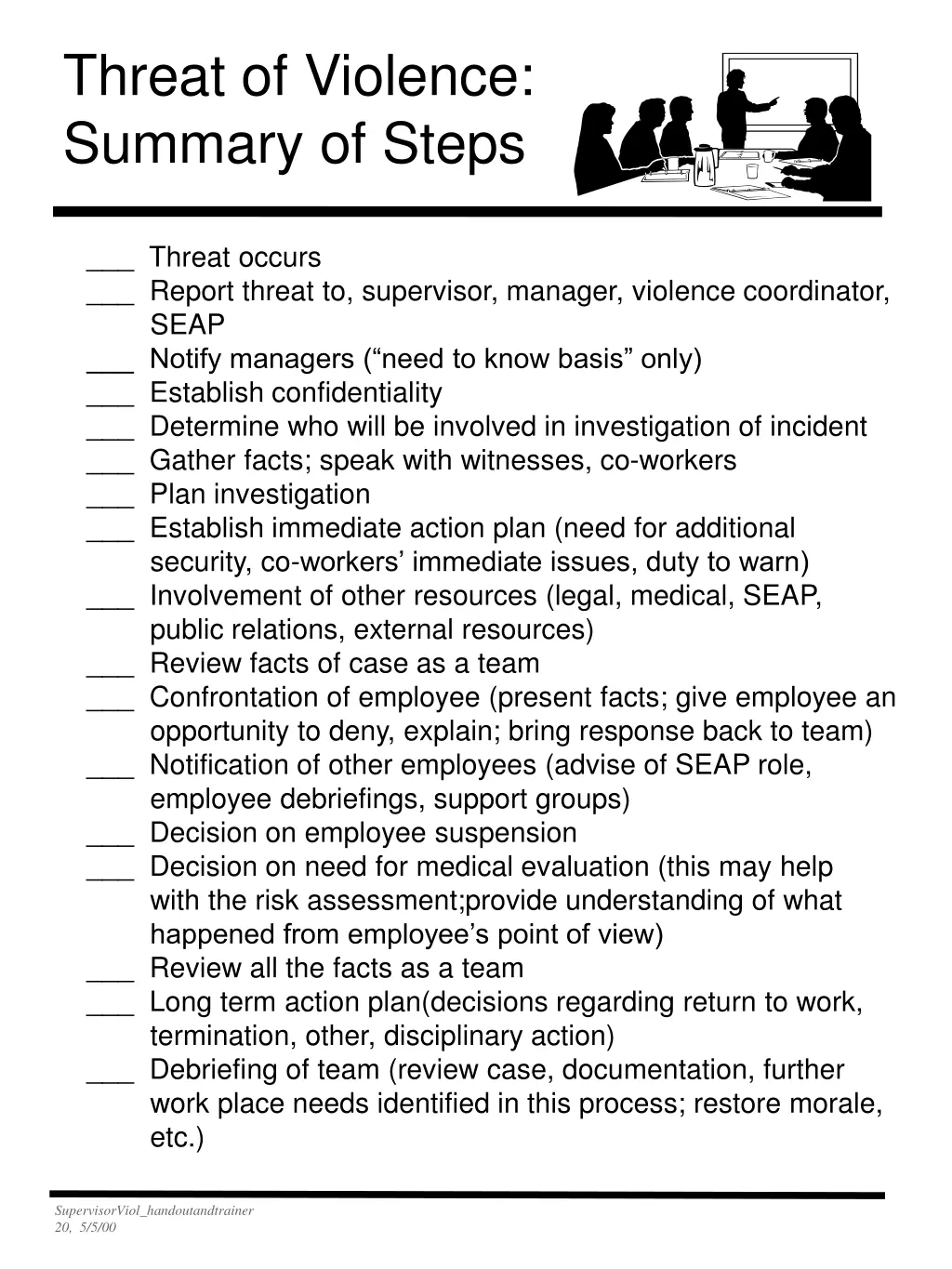 threat of violence summary of steps