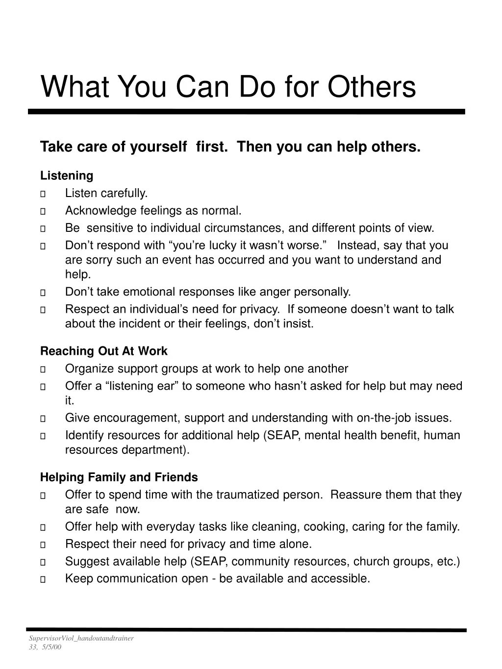 what you can do for others