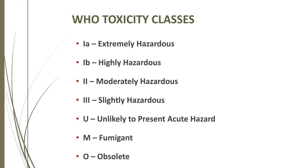 who toxicity classes