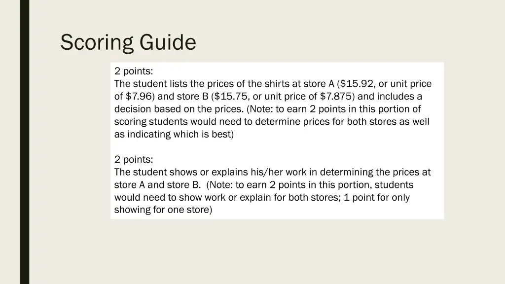 scoring guide