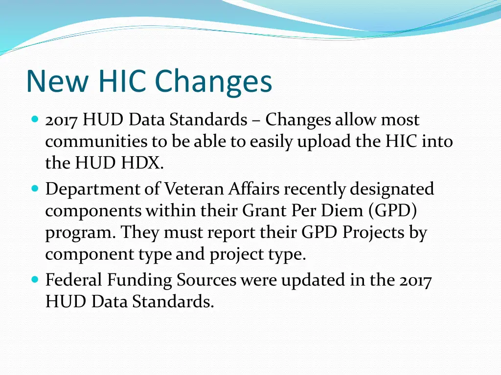 new hic changes