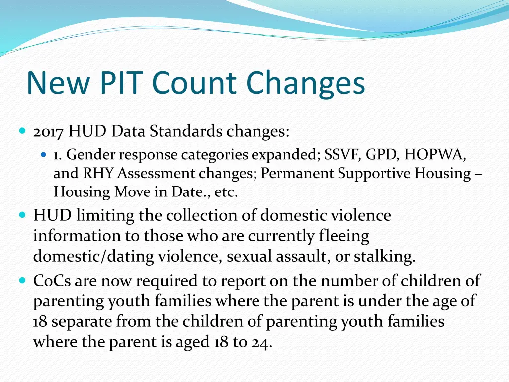 new pit count changes