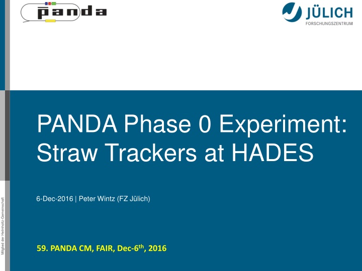 panda phase 0 experiment straw trackers at hades