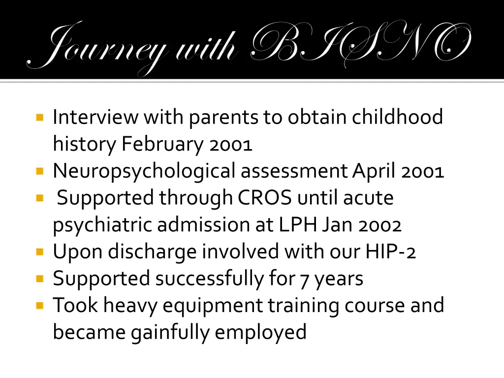 interview with parents to obtain childhood