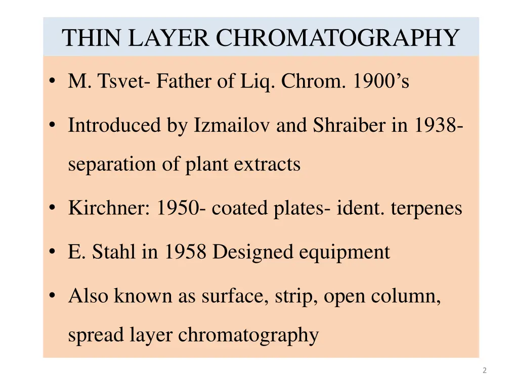 thin layer chromatography