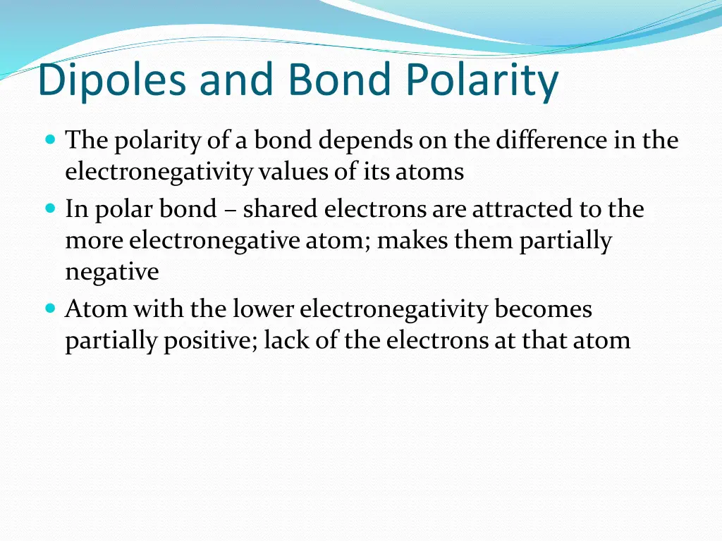 dipoles and bond polarity