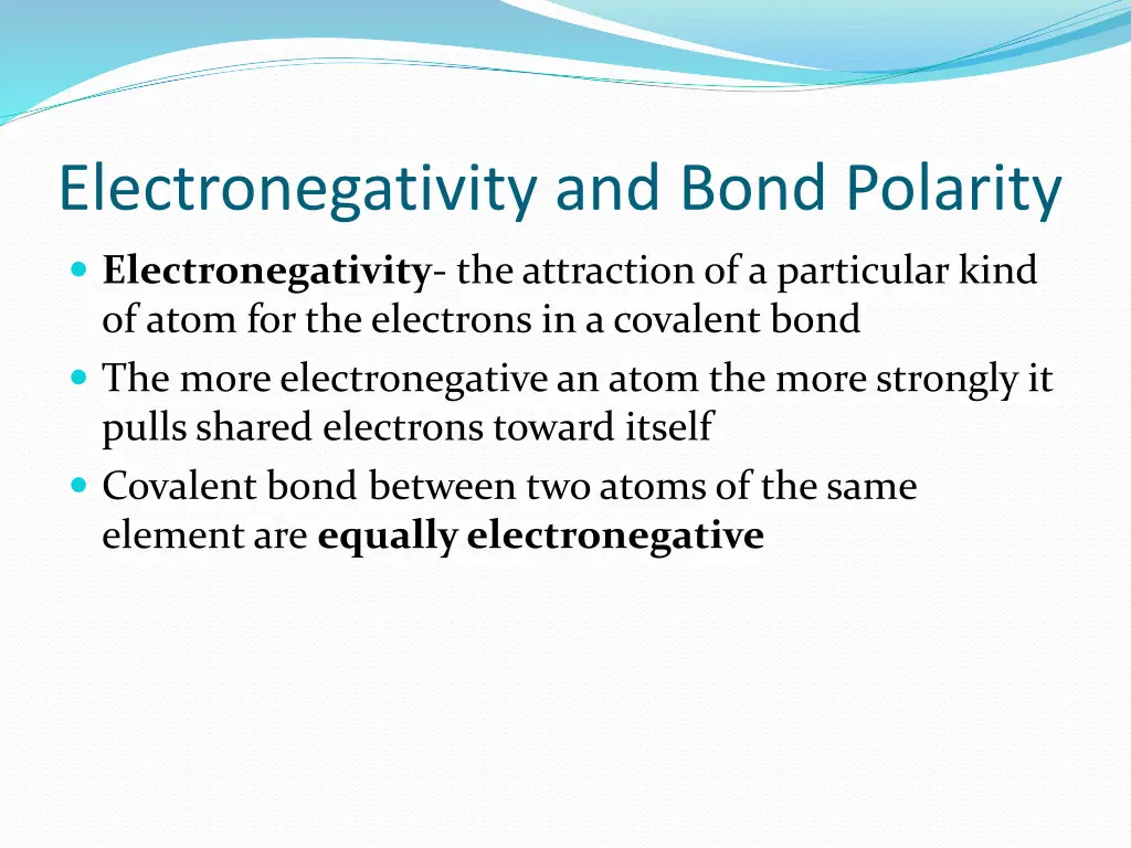 electronegativity and bond polarity