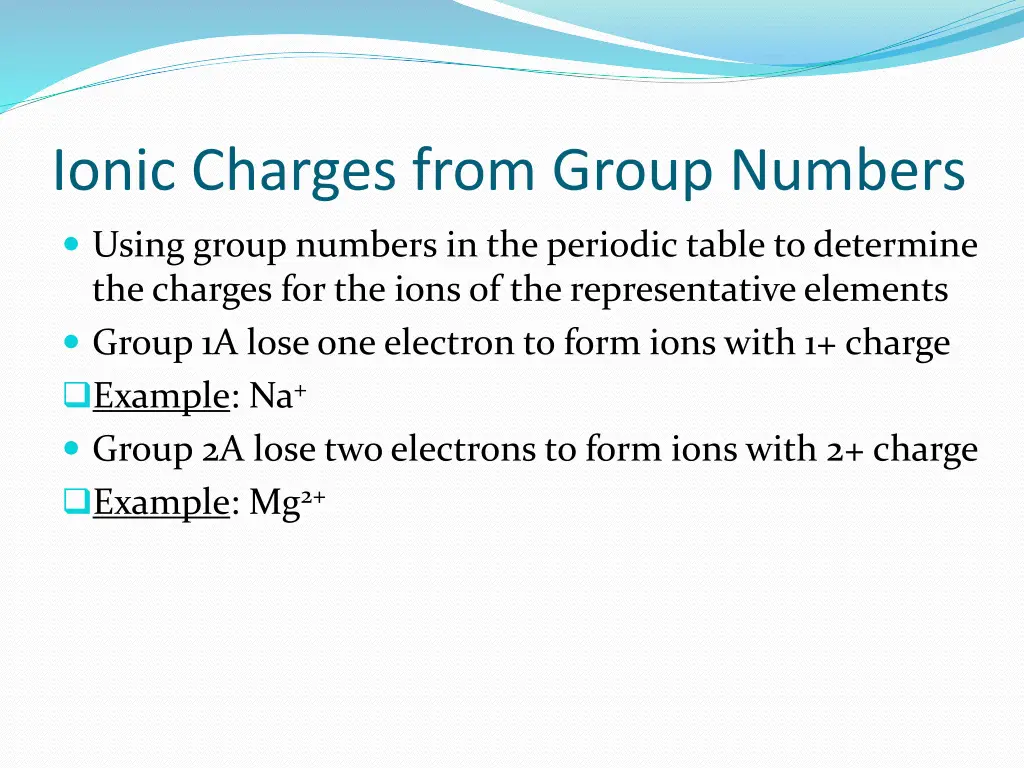 ionic charges from group numbers