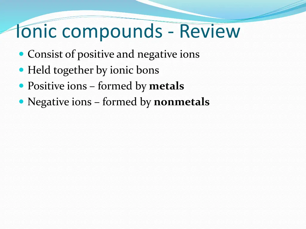 ionic compounds review