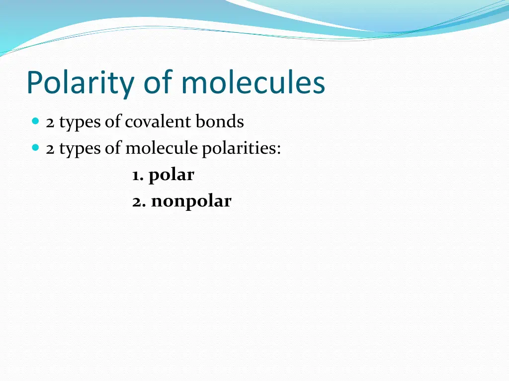 polarity of molecules