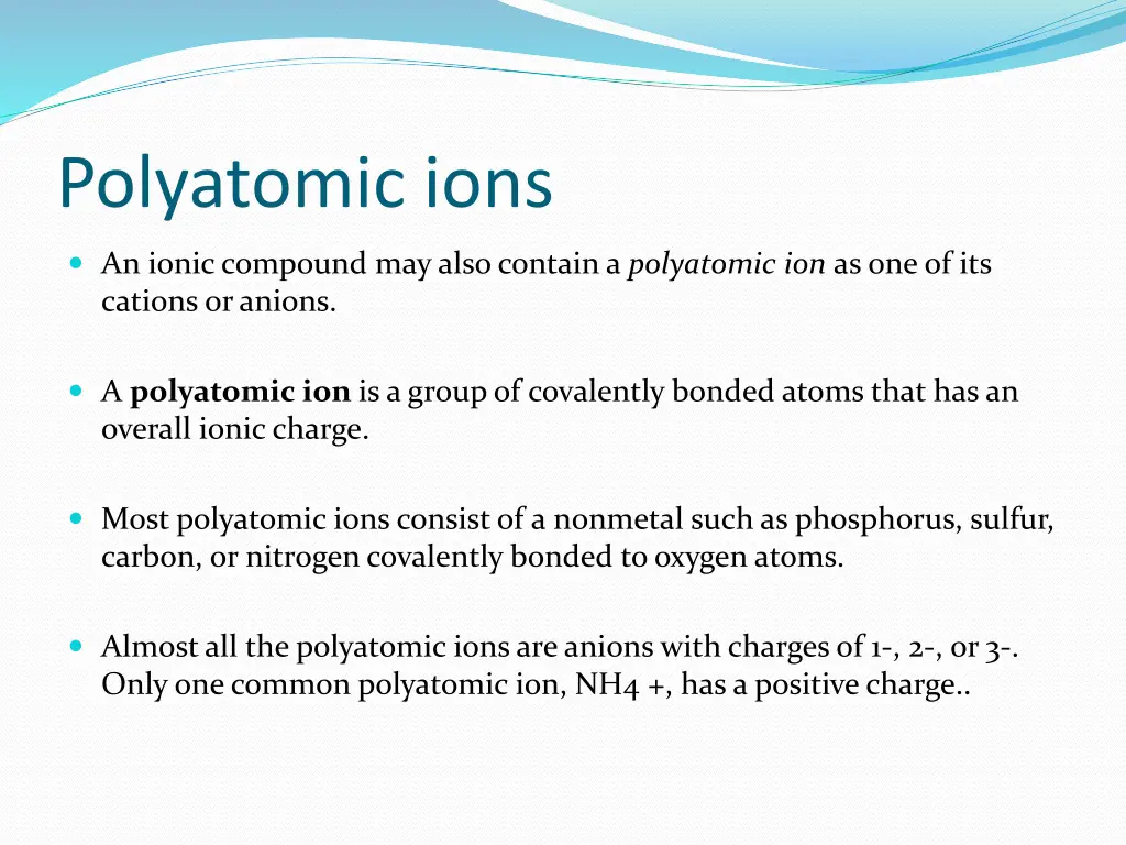 polyatomic ions