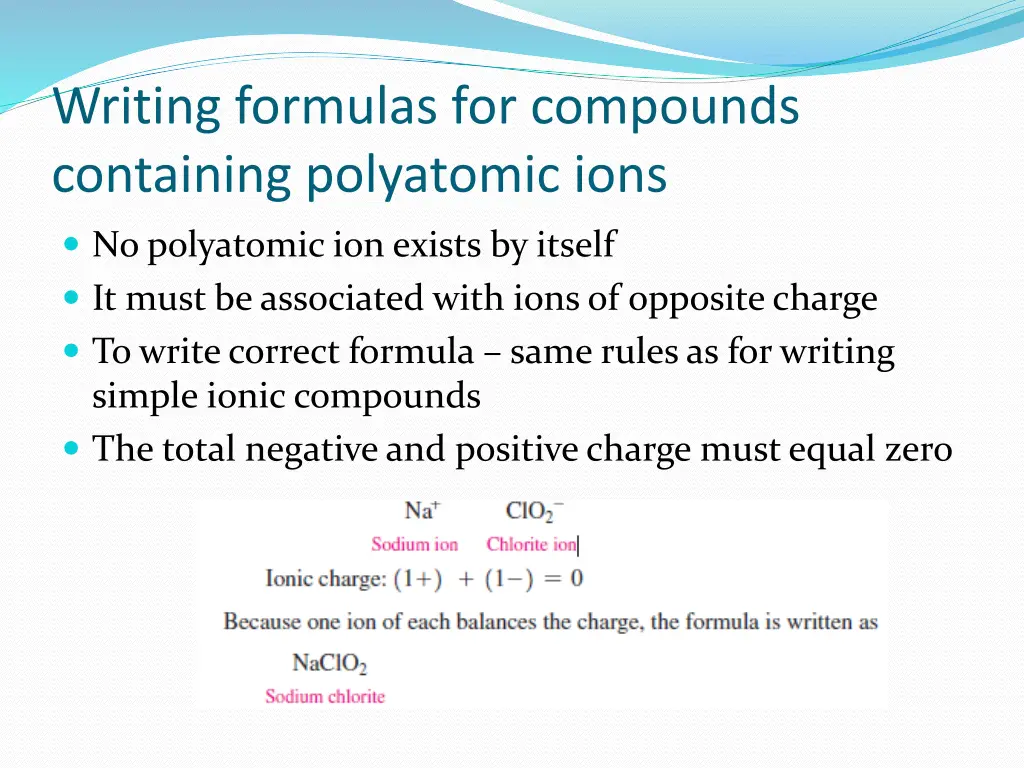 writing formulas for compounds containing